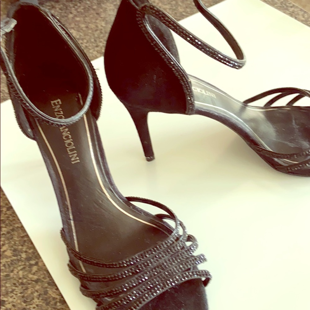 Gently worn high-heel sparkly evening sandals